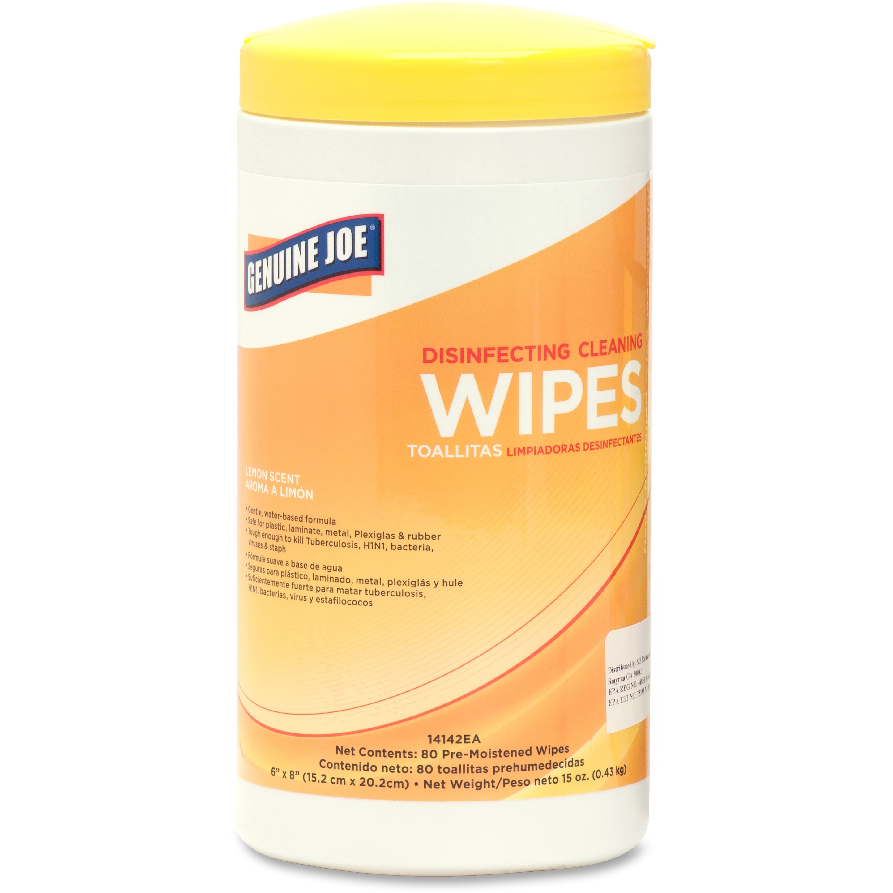 Genuine Joe, GJO14142CT, Lemon Scent Disinfecting Cleaning Wipes, 12