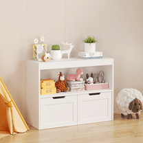 Jopath Kids Bookshelf and Toy Storage with 2 Removable Bins for Bedroom,Playroom,White