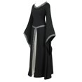 thumbnail image 4 of Lehauya Costumes de Renaissance pour Femmes Robe Médiévale Irlandaise Rétro Victorienne Robe Longue Cosplay Noire 2TG, 4 of 4