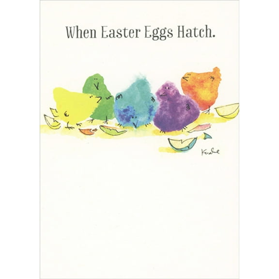 RSVP When Easter Eggs Hatch: Yellow, Green, Blue, Purple and Orange Chicks Funny / Humorous Easter Card
