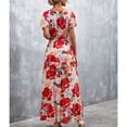 thumbnail image 4 of Vestido con dobladillo con volantes,Vestido estampado con cuello en V Vestido floral con cuello en V Ropa de playa Vestido de mujer Calidad inigualable, 4 of 6