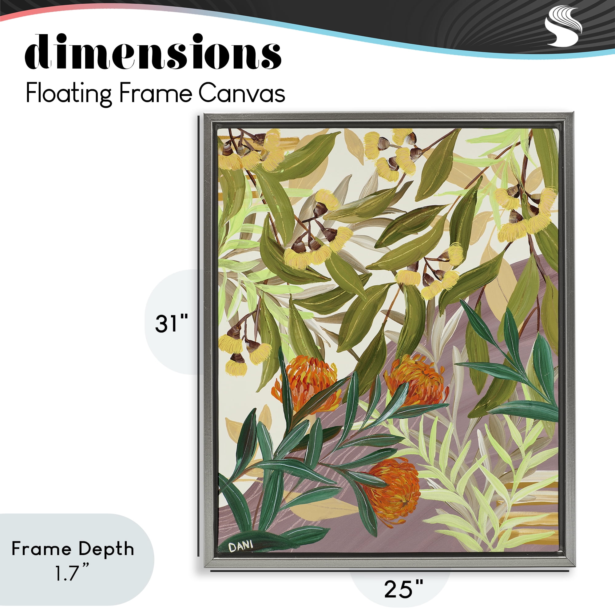 Stupell Industries Walk With Me Florals Gray Framed Floater Canvas Wall Art, design by Dani Heyward