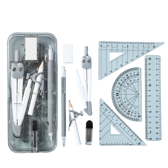 Plastic Compass Set With Rulers Protractors for Technical Sketching Geometry