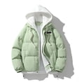 thumbnail image 2 of safuny Mens Hooded Jacket Water Puffer Jacket Full Zip Up Windproof Winter Jacket with Zip Pockets Green XXL, 2 of 4