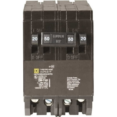 Square D HOMT2020250CP Homeline 2-20 Amp Single-Pole 1-50 Amp 2-Pole Quad Tandem Circuit Breaker