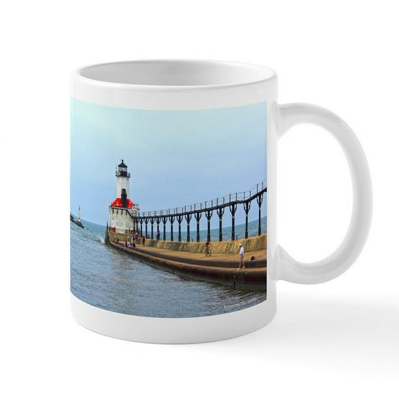 CafePress - Michigan City Lighthouse Mug - 11 oz Ceramic Mug - Novelty Coffee Tea Cup