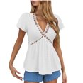 thumbnail image 5 of BangWanChi Blouses for Women Dressy Casual Clearance Womens Spring Outfits Casual V Neck Short Sleeve Solid Color Shirts Lightweight Fashion Tunic Pullover Blouse, 5 of 5