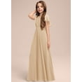 thumbnail image 3 of Drtj 2-14T Kids Junior Bridesmaid Flower Girl Elegant Formal A-line V-Neck Floor-Length Chiffon Dresses, 3 of 6