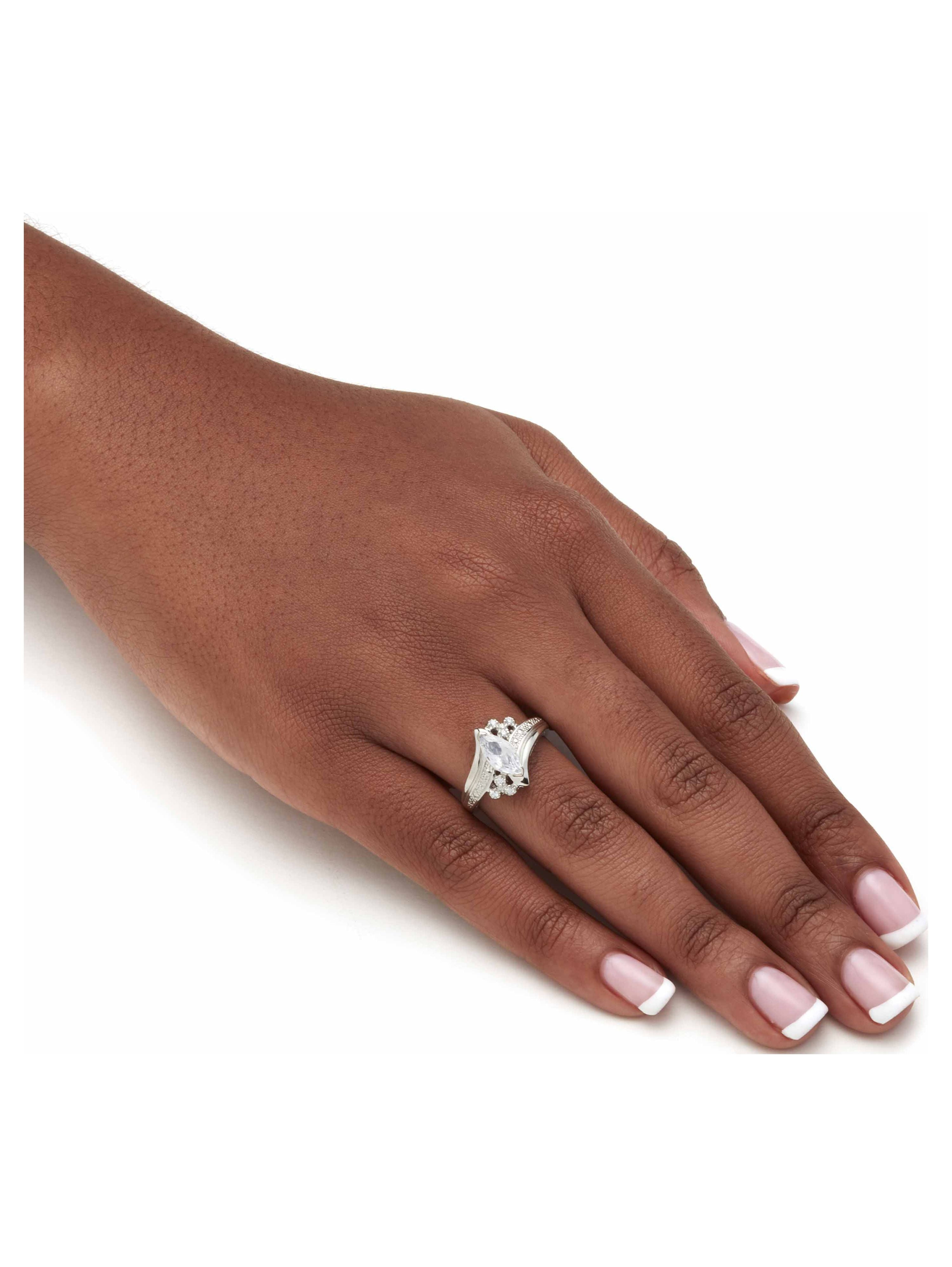 PalmBeach Jewelry Marquise Cut Cubic Zirconia Engagement Anniversary Ring 1.03 TCW in 14k Gold Plated or .925 Sterling Silver or Silvertone
