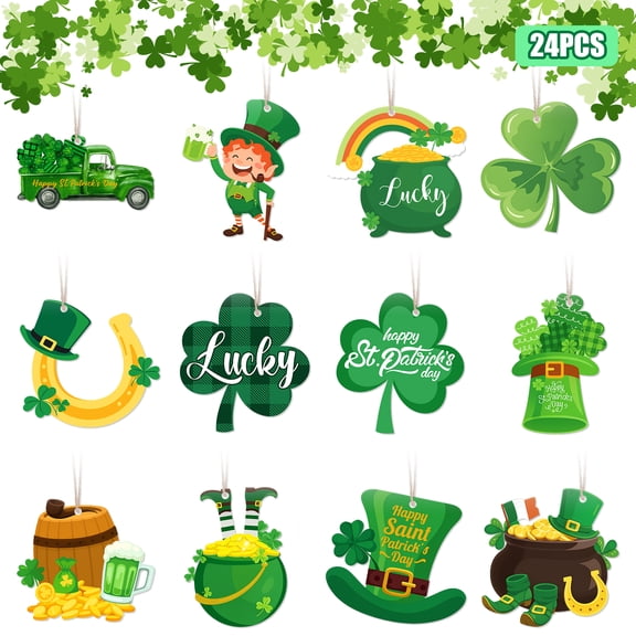 YIBAGA St. Patrick's Day Ornaments for Tree Wood, Christmas Tree Decorations Hanging Ornaments for Holiday Home Indoor Outdoor Decorations