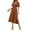 Brown, variant on ZZwxWA Maxi Dress for Women Wrap V Neck Short Sleeve Empire Pleated Waist Summer Casual Elegant Long Dresses with Pockets
