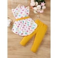 thumbnail image 4 of 2pcs Toddler Kid Girl Colorful Heart Printed Ruffle Sleeve Belted Shirt And Tight Casual Pants For Spring/Summer, 4 of 9