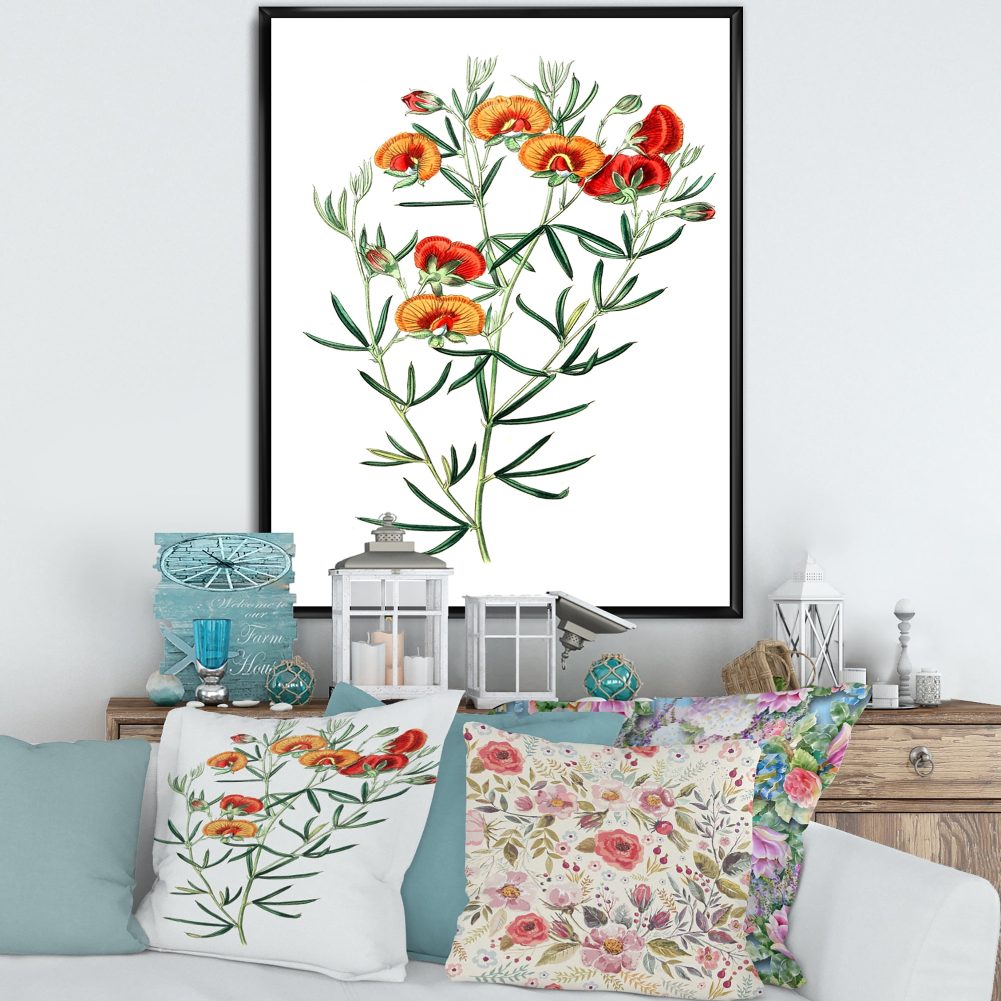 Designart 'Ancient American Flora VIII' Traditional Framed Canvas Wall Art Print