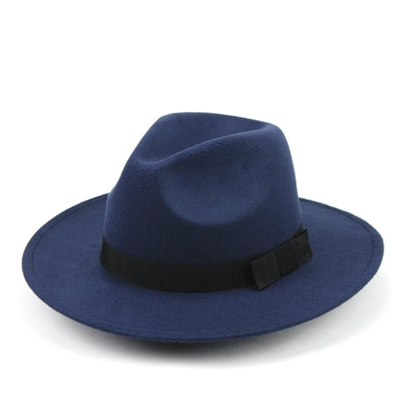 TABLETREANDS 1Pack Mens Wide Brim Fedora Hat Unisex Design Sweat Proof Dark Blue Color