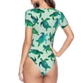 thumbnail image 4 of The Xecao Green Sea Turtle Women's Crew Neck Body Suit, a short-sleeved bodysuit and basic swimsuit, both comfort and style for dating and daily life, 4 of 9