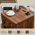 thumbnail image 5 of VITESSE Farmhouse End Table, 24" Large Wood Square Nightstand with Doors, Sofa Side Table Set of 2 with Charging Station Modern Nightstand Storage Cabinet for Living Room, Bedroom, Entryway (Brown), 5 of 7