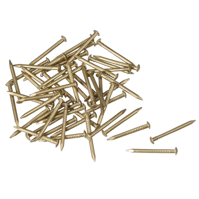 Uxcell 50pcs Clavos Pequeños de Latón para DIY Imágenes Accesorios de Cajas de Madera 1.2x15mm