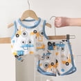 thumbnail image 2 of CAUYDY Baby Toddler 9M 12M 18M Boy Girl Summer Outfit Pajamas Set 2-Piece Soft Sleeveless Top and Shorts 3T-6T Kids Loungewear (Sizes 1-2 Years,L4-Sky Blue), 2 of 9