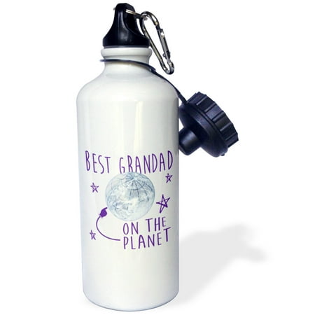 3dRose Best Grandad on Planet Earth Design with Purple Text, Sports Water Bottle,