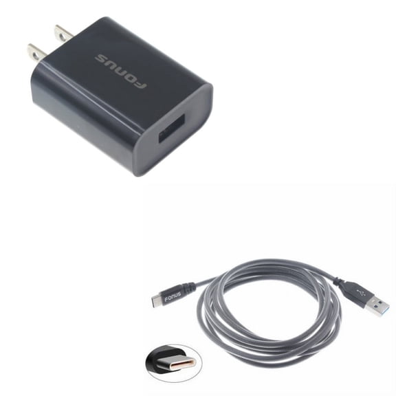 USB 18W Quick Home Charger w Charger Cord Type-C 6ft USB Cable L8X for Motorola Moto Z3 Play Z2 Play Z Play Droid Force Droid X4, Revvlry Plus, G7 Power Play G6, Razr (2020) - Nokia 3.1, 8