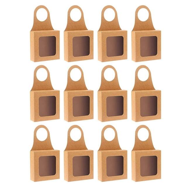 Dsscvnef Kraft Paper Bottle Wrapping Paper with Window Hanging Foldable Decorative Empty Bottle for Party