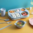 thumbnail image 5 of 6-Piece Set of Wheat Straw Tableware, Anti-Fall Cartoon Children's Plate Bowl, Spoon and Fork Set, Cartoon Rice Bowl. (Pink), 5 of 5