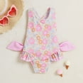 thumbnail image 2 of Girls One-Piece Swimsuits Cute Bathing Suit Summer Kids Floral Prints Backless Bikini Beach Girls' Swimwear Swim Suit Size 5-6 Years, 2 of 6