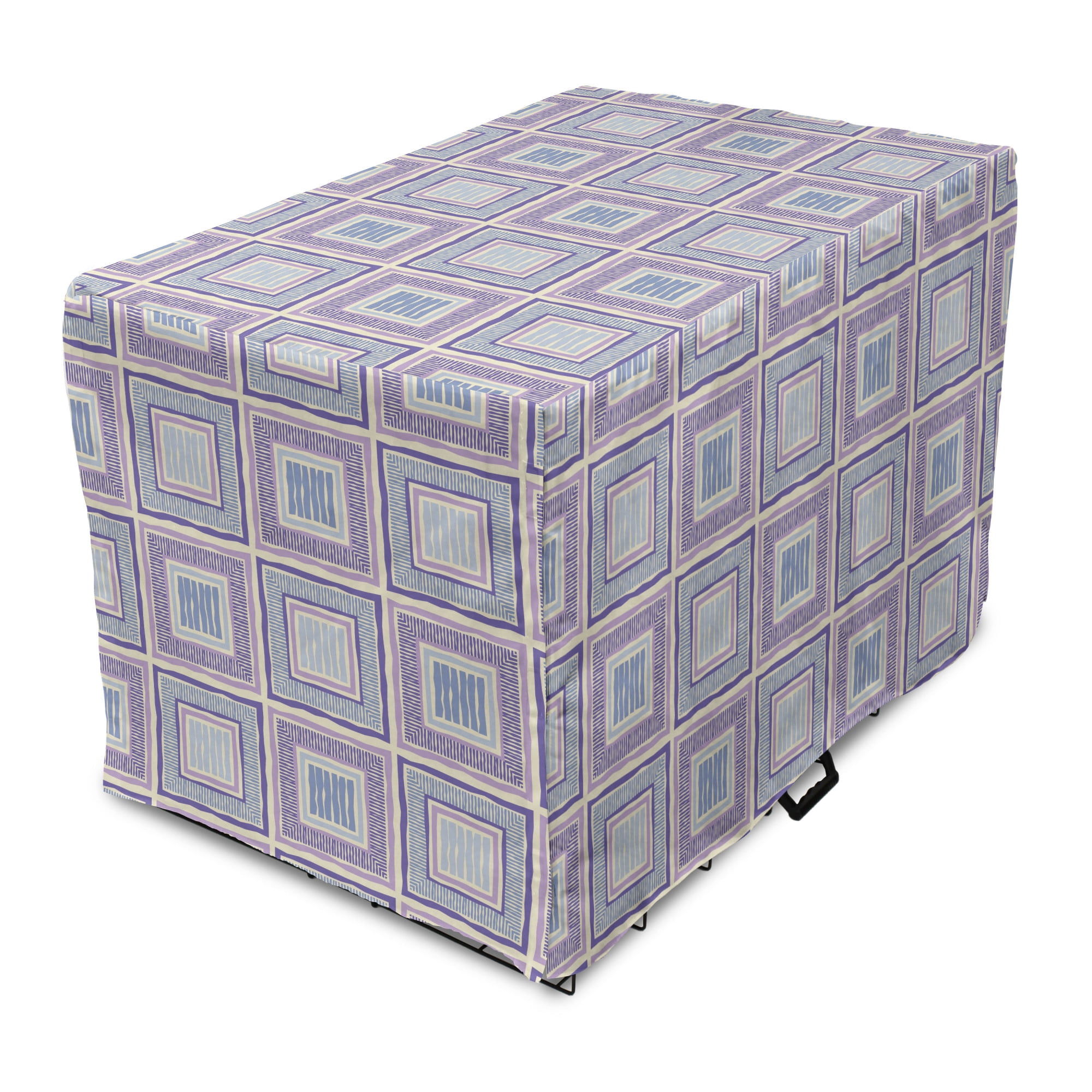 Picture of Abstract Dog Crate Cover, Layout of Concentric Squares and Stripes ...