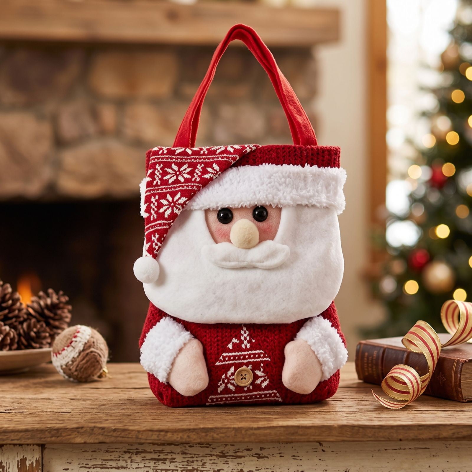 Christmas Gift Pouches with Drawstring Embroidered Holiday Bags for Treats Apples Candy and Small Gifts Festive Reusable Present Packaging