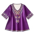 thumbnail image 4 of DHFJKG Bohemain T Shirt Women Ethnic Style Printed V Neck Half Sleeve Graphic Tee Fashion Summer Vacation Clothes Comfy Tops, 4 of 5