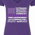 thumbnail image 4 of Inktastic Epilepsy Awareness Purple Ribbons and Flag Women's V-Neck T-Shirt, 4 of 5