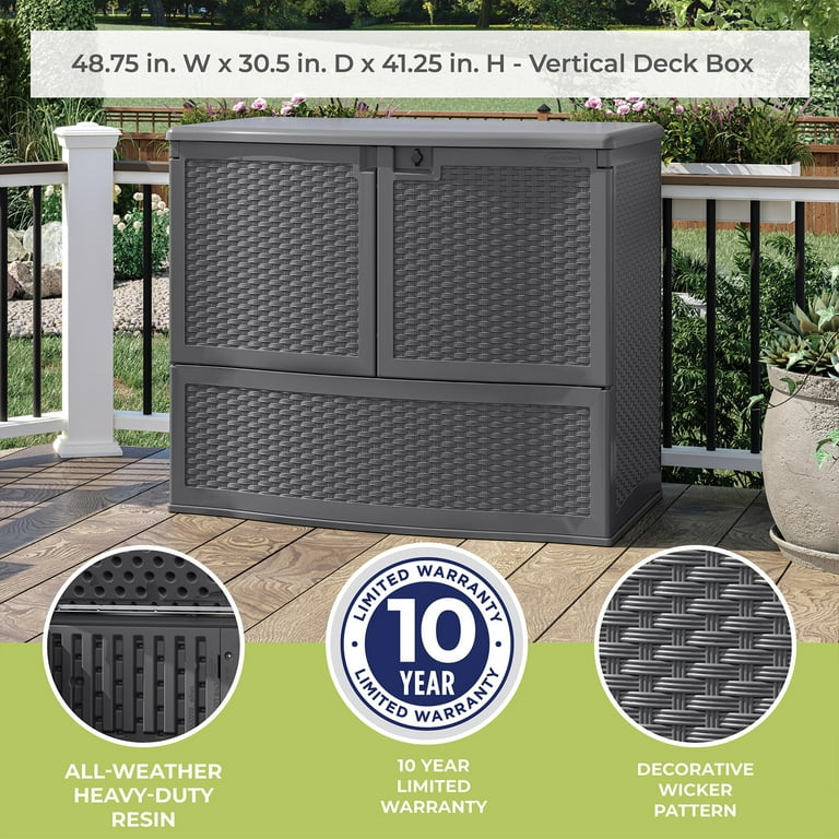 Suncast Backyard Oasis 195 Gal Vertical Deck Box for Outdoor