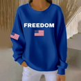 thumbnail image 1 of Blue Women's Freedom American Falg Print Round Neck Sweatshirt A True Patriot Shirt Long Sleeve, 1 of 4