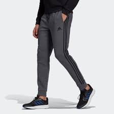 Adidas Men's Essentials 3 Stripe Fleece Joggers Heather Grey Size Large GK8826