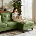 thumbnail image 5 of Tornama Linen Convertible U Shaped Sectional Sofa, Green, 5 of 13