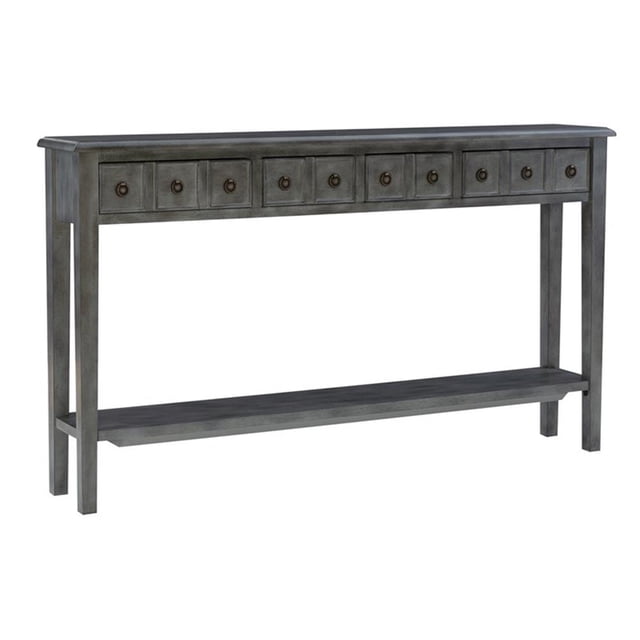 Pemberly Row Table Console Contemporaine Longue en Bois, Fini Gris