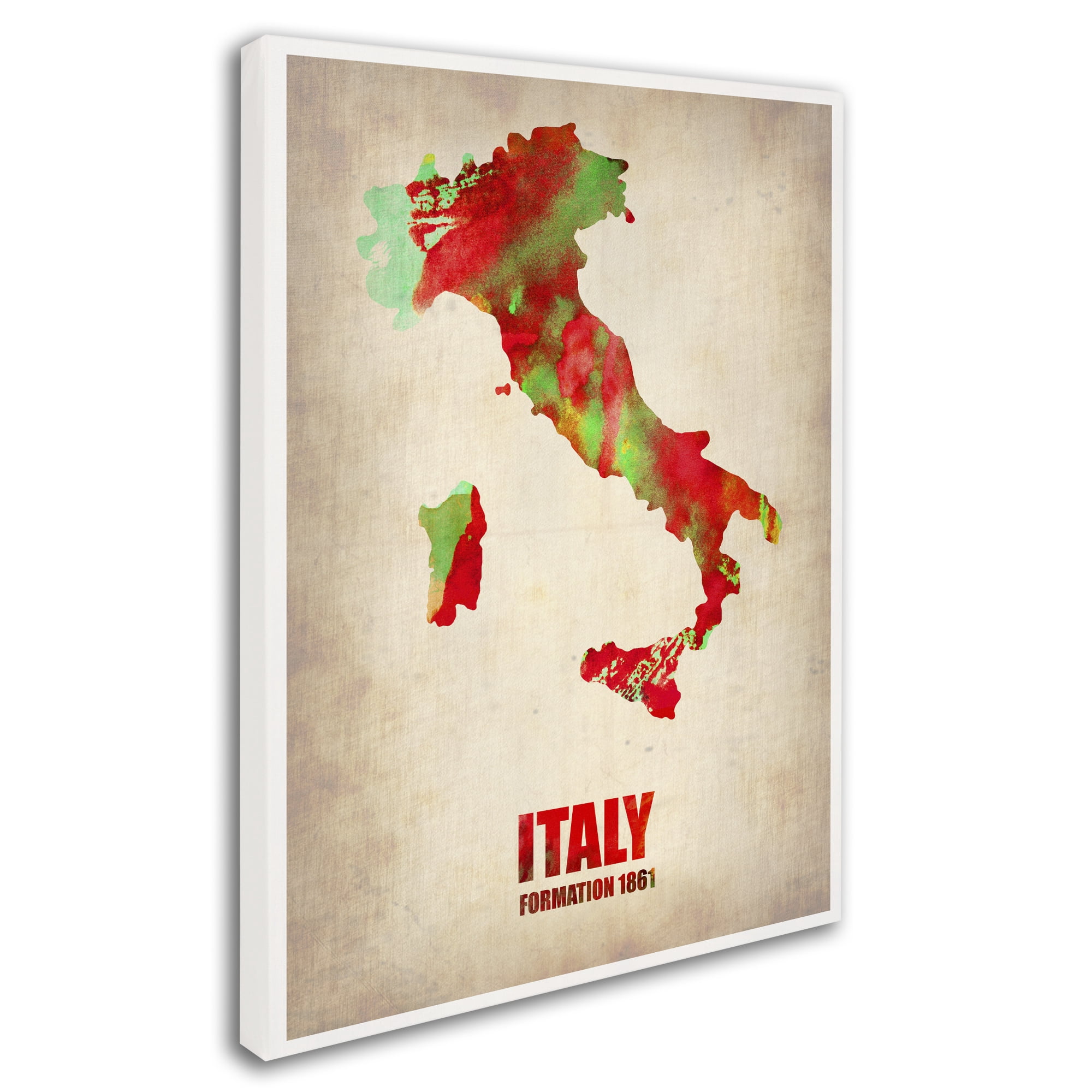 Trademark Fine Art "Italy Watercolor Map" Canvas Art by Naxart