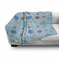 thumbnail image 3 of Space Soft Flannel Fleece Blanket, Illustration of Colorful Space Elements Planets Cosmic Galactic Theme, Cozy Plush for Indoor and Outdoor Use, 70" x 90", Pale Blue and Multicolor, by Ambesonne, 3 of 6
