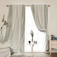 thumbnail image 2 of Quality Home Faux Silk Colorblock Blackout Curtain - Ivory/Grey - 52"W x 84"L (Single Panel), 2 of 5