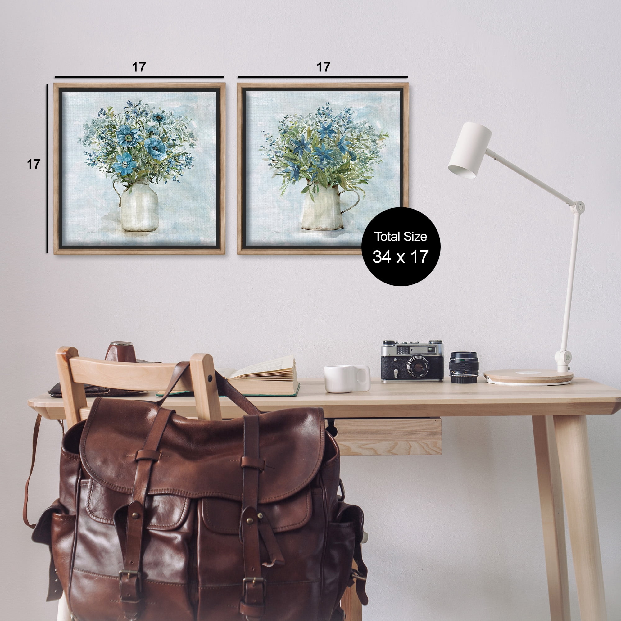 Stupell Industries Country Mixed Floral Bouquets Botanical & Floral Painting Brown Floater Framed Canvas Art Print Wall Art, 18 x 18, Set of 2
