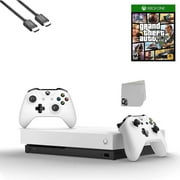 Pre-Owned Microsoft Xbox One X 1TB Gaming Console White with 2 Controller HDMI Included Grand Theft Auto V BOLT AXTION Bundle (Refurbished: Like New)