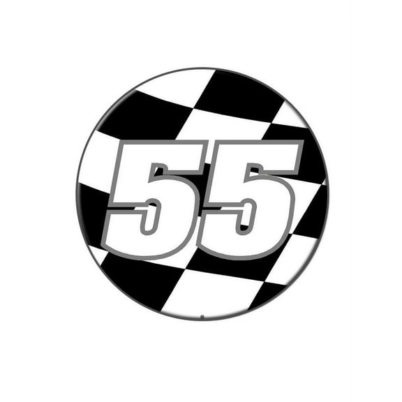 Number 55 Checkered Flag - Racing Lapel Hat Pin Tie Tack Large Round