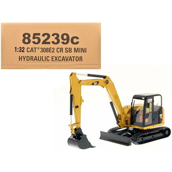 CAT Caterpillar 308E2 CR SB Mini Hydraulic Excavator with Tools and Operator 1/32 Diecast Model by Diecast Masters