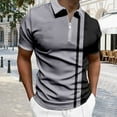 thumbnail image 2 of Afdoent Mens Polo Shirts Male Leisure Fashion Striped Color Block Short Sleeve Shirt Top Casual Outdoor, 2 of 4