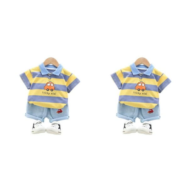 Sonducket Lindo estilo casual niños camisa pantalón conjunto viajar senderismo fiesta niños niñas tops pantalones cortos kit ropa amarillo 80 Amarillo 80cm 2piezas