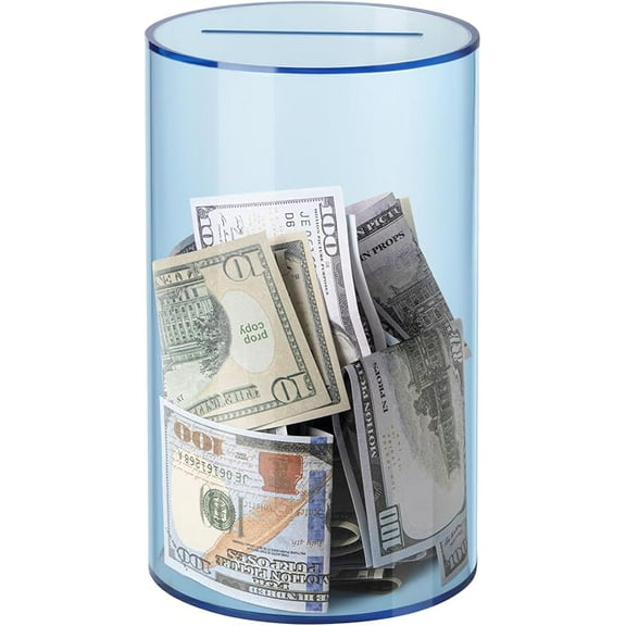 Hicocool Clear Piggy Bank, Acrylic Piggy Bank for Adults Must Break to Open, Unopenable Money Saving Box for Boys Girls Birthday Gift (6" H x 3.54" D)