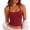 Cherry Red, variant on Women's Built In Bra Crop Tank Top Square Neck Spaghetti Strap Workout Yoga Cami with Removable Pads