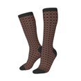 thumbnail image 2 of Fotbe Brown Gold Grid print Women's Men's Novelty Crew Socks Cotton Socks Knee High Socks for Walking,Running,Nurses,Pregnancy, 2 of 8