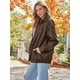 thumbnail image 3 of Chaqueta de cuero AUTOMET de gran tamaño de gamuza sintética marrón para mujer, 3 of 6