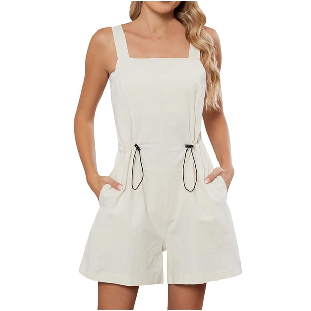 Romper de Color Sólido de las Mujeres, Nuevo Mono de Bolsillo con Encaje para Uso Casual Y de Fiesta, Traje Estirable con Cuello en V de Moda, Traje Diario